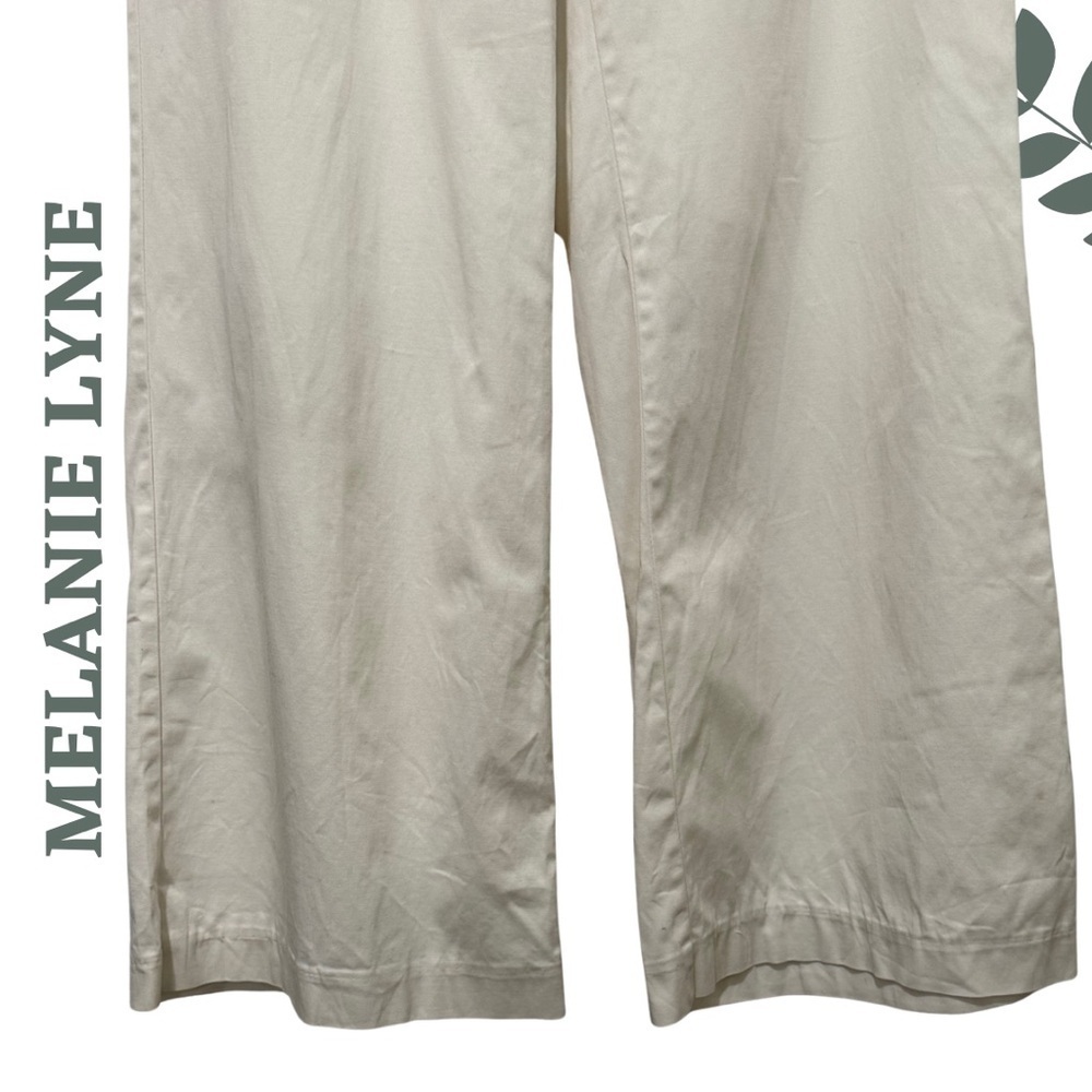 Melanie Lyne Beige Wide Leg Career Pants Size 2 Stretch - Picture 6 of 7